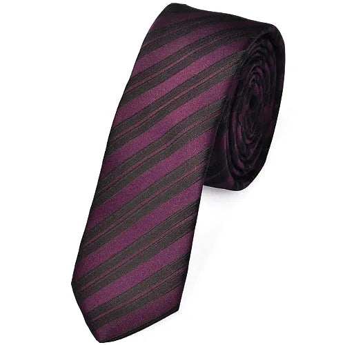 Skinny Purple Striped Tie for Classy Men - Stylish Accessory for Any Occasion