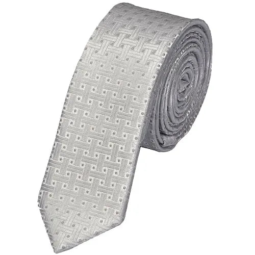 Skinny Silver Tie for Men - Elegant Accessory for Dressy Occasions