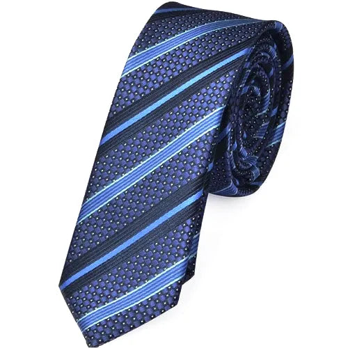Skinny Blue Striped Tie for Classy Men - Elegant Accessory for Formal and Casual Wear