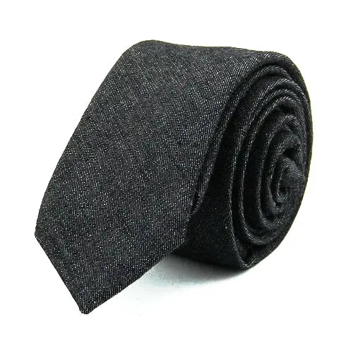 Black Denim Skinny Tie for Men - Classy Cotton Style