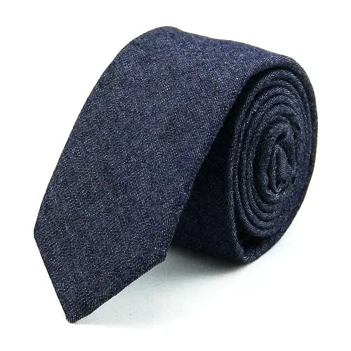 Dark Blue Denim Skinny Tie for Classy Men - Stylish Cotton Accessory