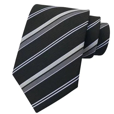 Classic Dark Grey Striped Silk Tie for Men Elegant Accessory for Any Occasion
