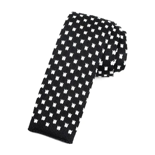 Black and White Square Knit Tie for Men Classy Style Accessory