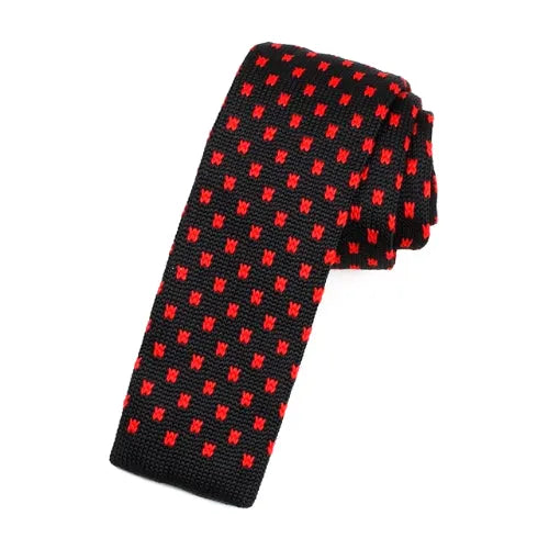 Black and Red Square Knit Tie for Classy Men