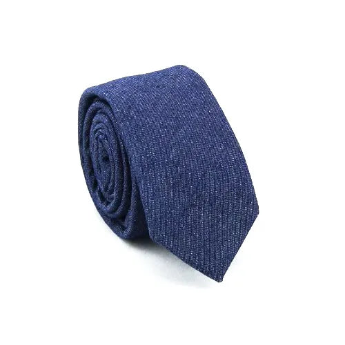 Blue Denim Cotton Skinny Tie for Classy Men