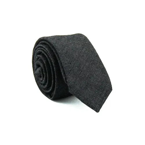 Black Denim Skinny Tie for Men - Classy Cotton Style