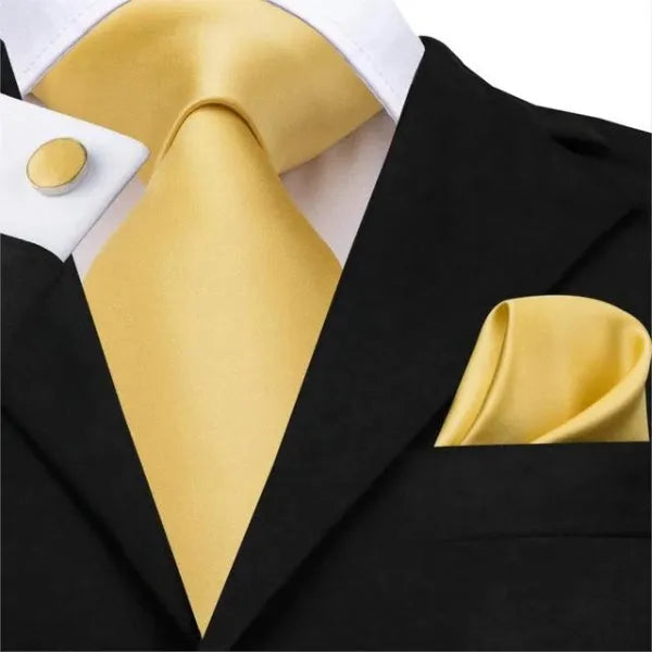 Yellow Gold Silk Tie for Men - Classy Elegant Accessory