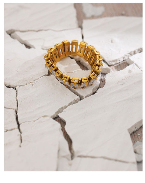 Luxury Golden Ring with Crystals