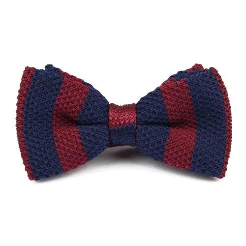 Navy and Red Knitted Bow Tie for Men Classy Accessory for Formal Occasions
