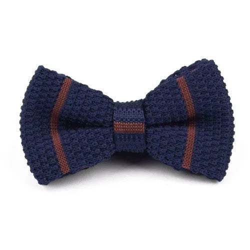 Navy Brown Knitted Bow Tie for Classy Men