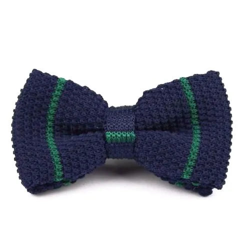 Navy and Green Knitted Bow Tie for Classy Men