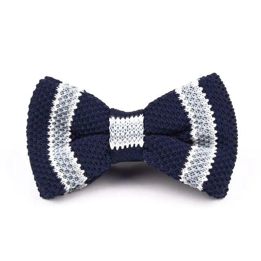 Navy Grey Classy Knitted Bow Tie for Men