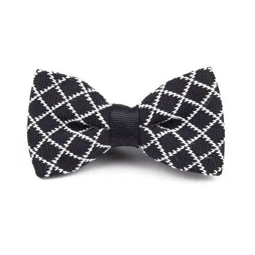 Black White Knitted Bow Tie for Classy Mens Style