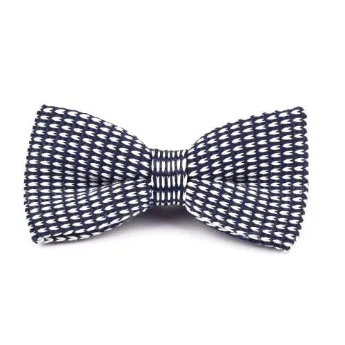 Blue and White Knitted Bow Tie for Classy Men