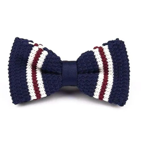 Navy and White Knitted Bow Tie for Men - Classy Accessory for Formal Events