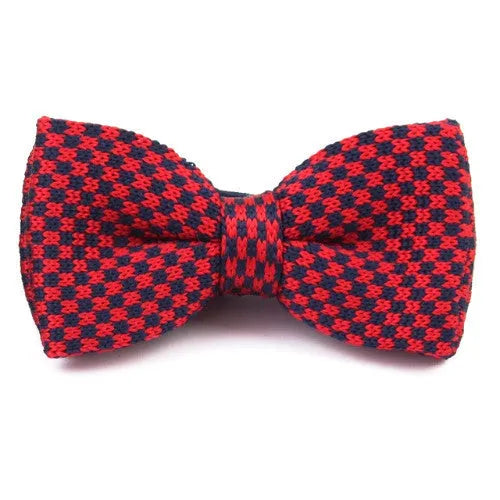 Elegant Knitted Bow Tie for Men - Red and Navy
