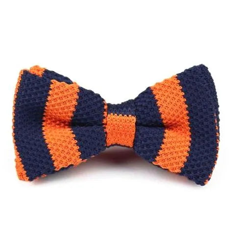 Knitted Bow Tie for Men in Navy and Orange - Classy Accessory for Any Occasion