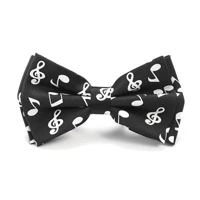 Black Musical Note Pre-Tied Bow Tie for Classy Men
