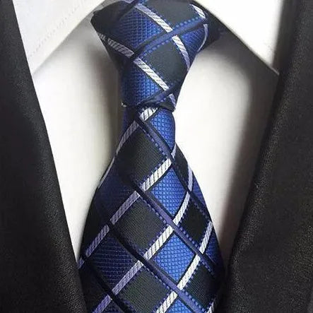Blue and Black Striped Silk Tie for Men - Classy Accessory for Formal Wear