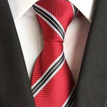 Red and White Striped Silk Tie for Classy Men