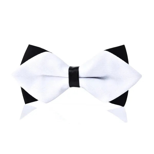 White Pre-Tied Diamond Bow Tie for Classy Men - Elegant Formal Accessory