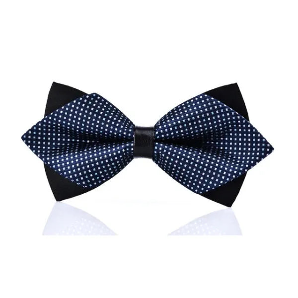Pre-Tied Diamond Bow Tie for Men in Classic White and Blue Design