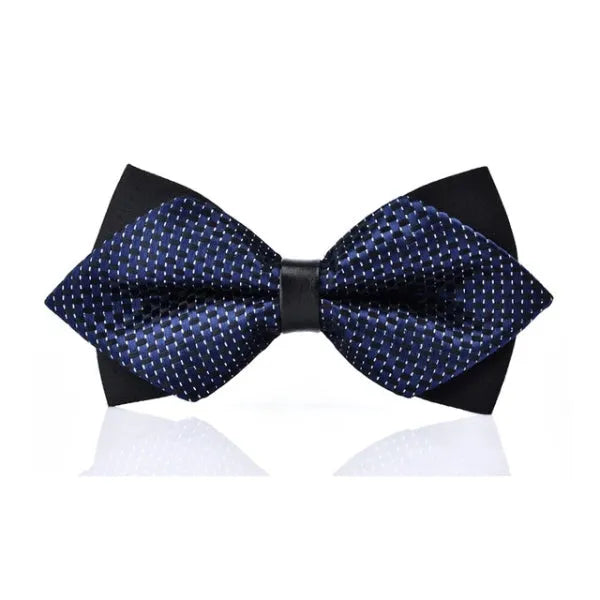 Pre-Tied Diamond Bow Tie for Men in Blue and White - Classy Formal Accessory
