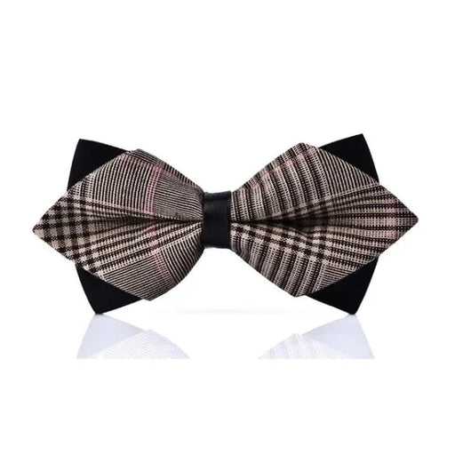 Beige Striped Pre-Tied Bow Tie for Men - Classy Diamond Design