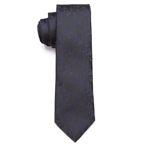Black Floral Skinny Tie for Men - Elegant Accessory for Formal and Casual Outfits