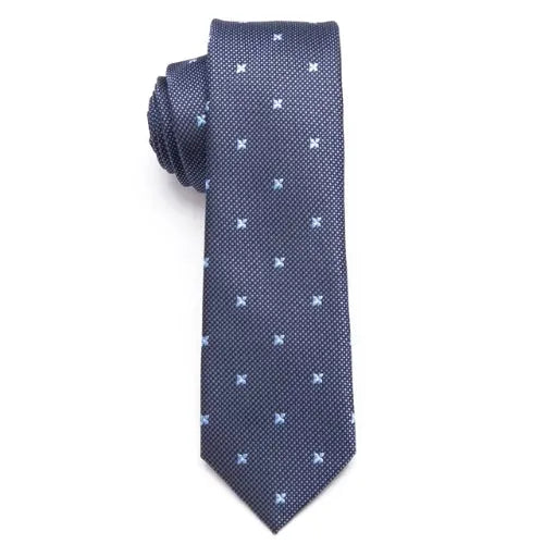 Blue Blossom Skinny Tie for Classy Men - Stylish Floral Accessory