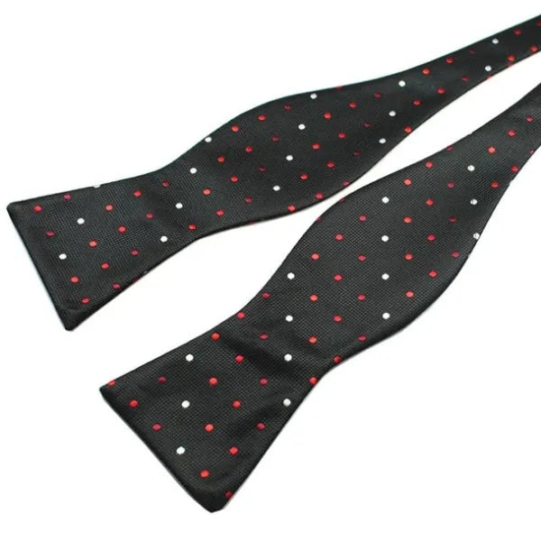 Silk Self-Tie Bow Tie for Men in Classy Black with Dotted Design