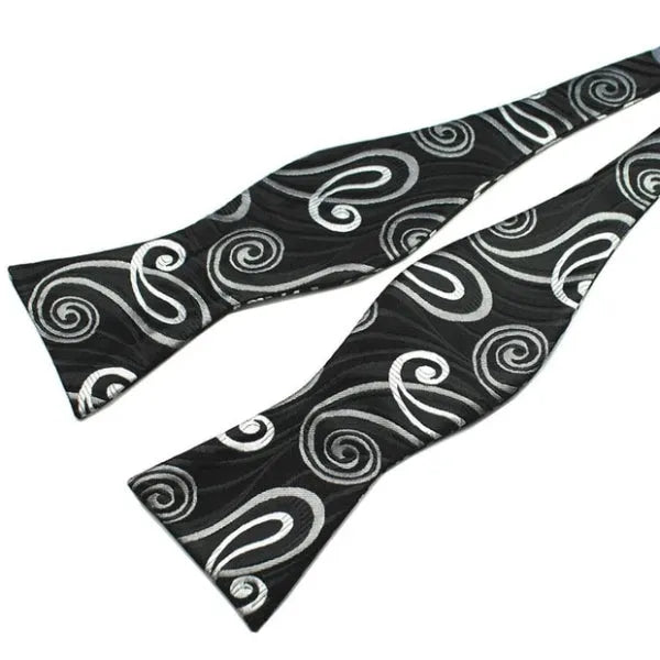 Black and White Silk Self-Tie Bow Tie for Classy Men
