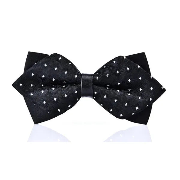 Midnight Black Pre-Tied Diamond Bow Tie for Classy Men