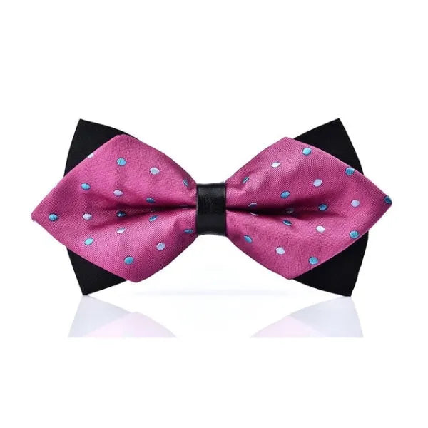 Pink Dotted Pre-Tied Bow Tie for Men - Classy Diamond Design