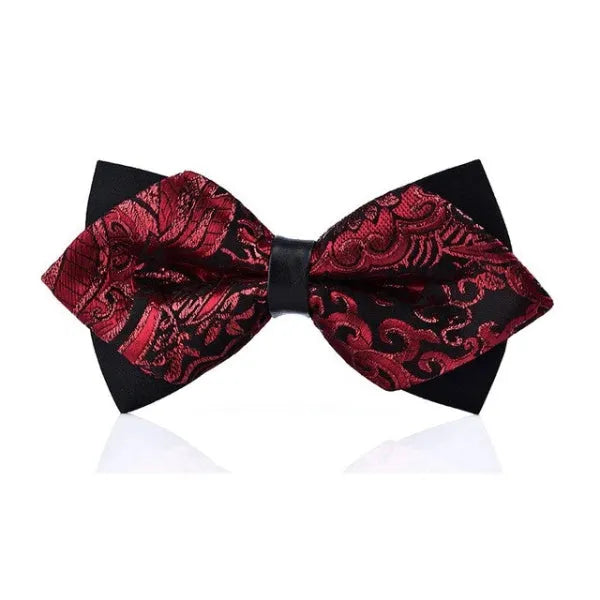 Red Paisley Pre-Tied Diamond Bow Tie for Classy Men