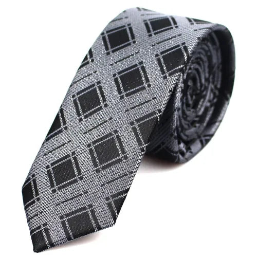 Skinny Black Silver Tie for Classy Men Sleek Formal Accessory