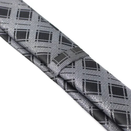 Skinny Black Silver Tie for Classy Men Sleek Formal Accessory