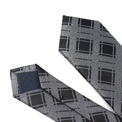 Skinny Black Silver Tie for Classy Men Sleek Formal Accessory