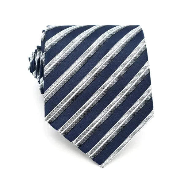 3D Striped Silk Tie in Blue and White for Classy Men