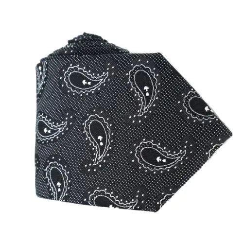 Black Paisley Silk Tie for Men - Elegant Design for Formal Occasions
