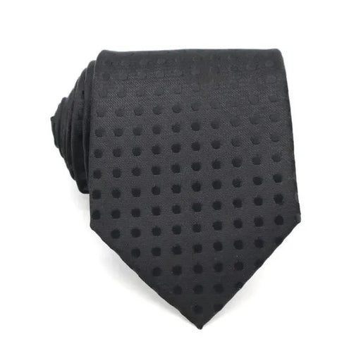 Black Silk Tie with Dotted Pattern - Elegant Accessory for Men