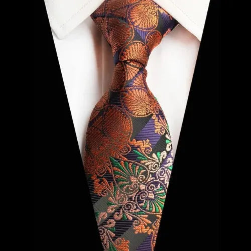 Elegant Colorful Brocade Silk Tie for Men