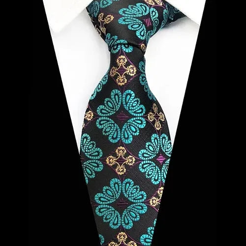 Black and Turquoise Floral Silk Tie for Classy Men