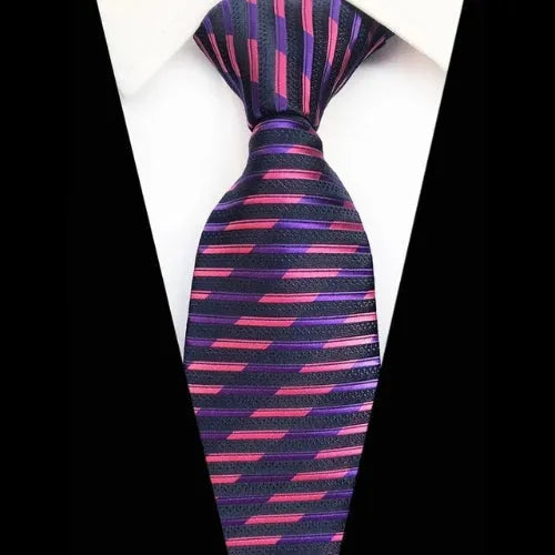 Pink Purple Striped Silk Tie for Classy Men