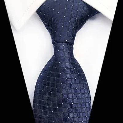 Classic Blue Mini Check Silk Tie for Men - Elegant Accessory for Formal Wear