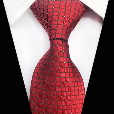 Classic Red Mini Check Silk Tie for Men - Stylish Elegant Accessory