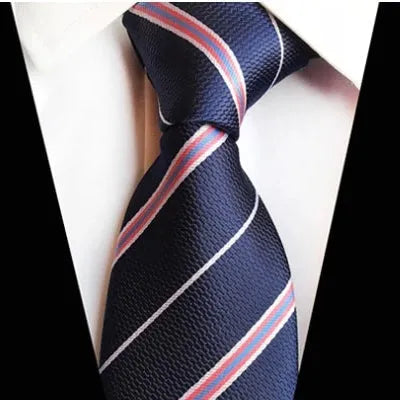 Classic Blue and Pink Striped Silk Tie for Men - Elegant Accessory