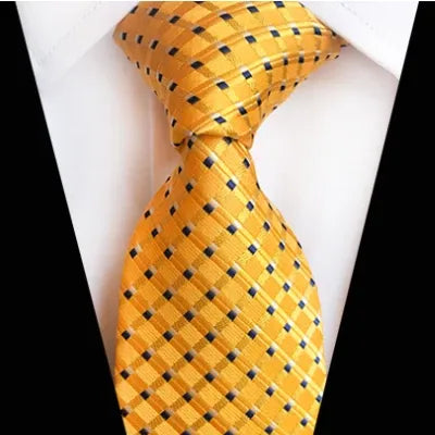 Classic Yellow Grid Silk Tie for Men - Elegant Accessory for Formal Attire