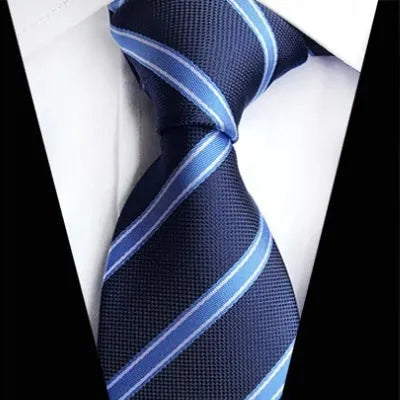 Classic Blue Striped Silk Tie for Men Elegant Formal Accessory