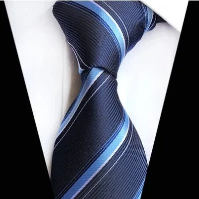 Midnight Blue Striped Silk Tie for Men - Classy Accessory for Formal Occasions